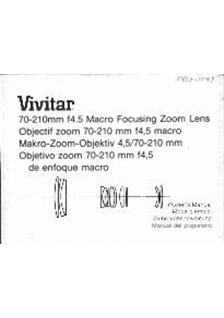 Vivitar 70-210/4.5 manual. Camera Instructions.